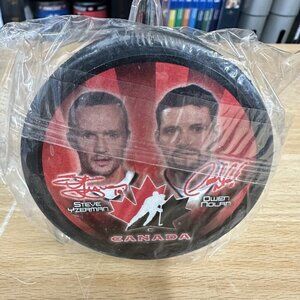 Steve Yzerman Owen Nolan 2002 Salt Lake City Olympics Canada Hockey Puck Sealed